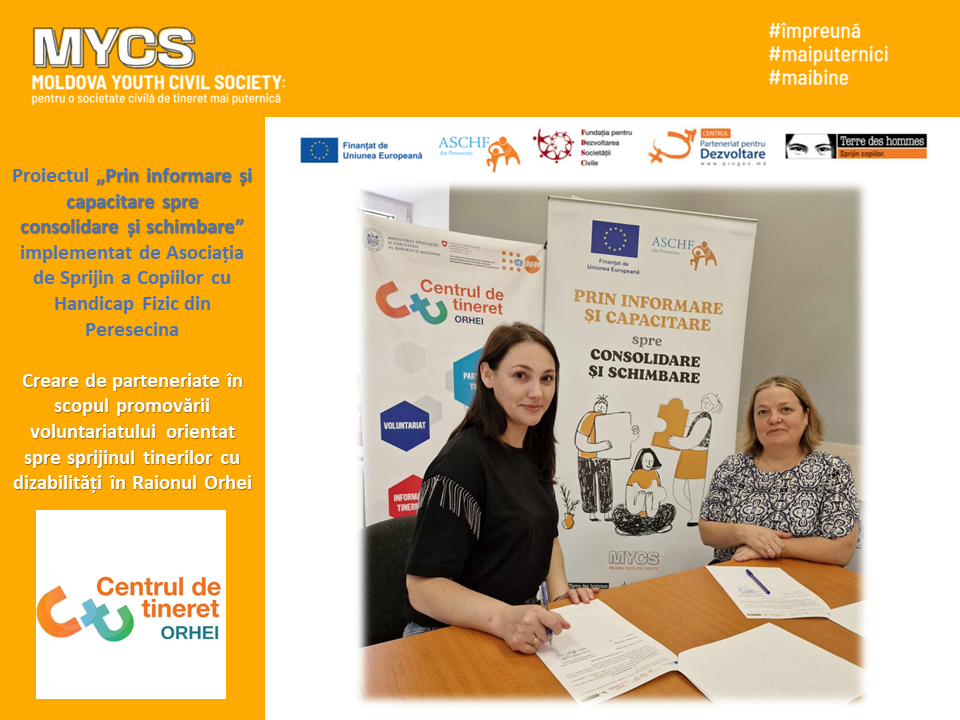 Semnarea Acordului de parteneriat dintre ASCHF din Peresecina și Centrul de Tineret Orhei